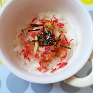 ねぎとろと干し桜えびの丼★わさび醤油風味